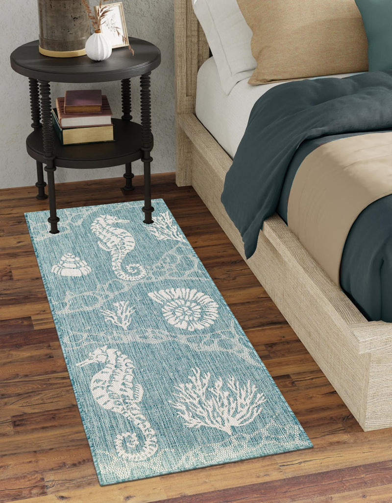 Seaside Haven Rugs Collection Area Rug - Wavecrest Runner Aqua lifestyle 178