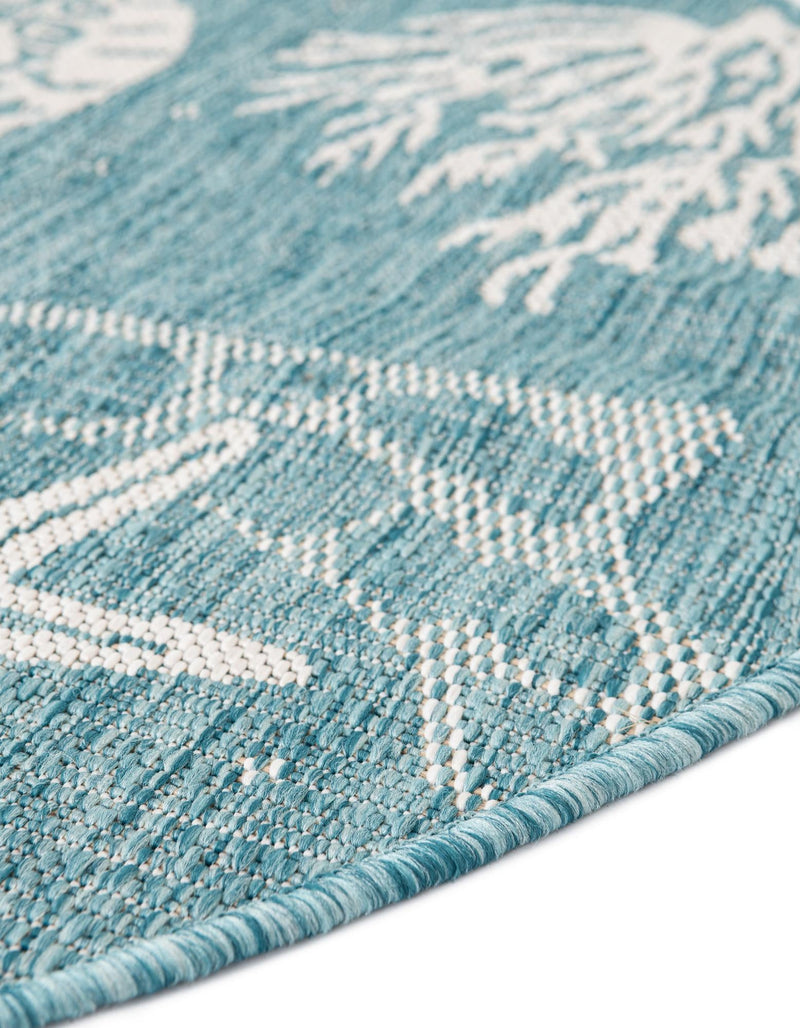Seaside Haven Rugs Collection Area Rug - Wavecrest Round Aqua lifestyle 193