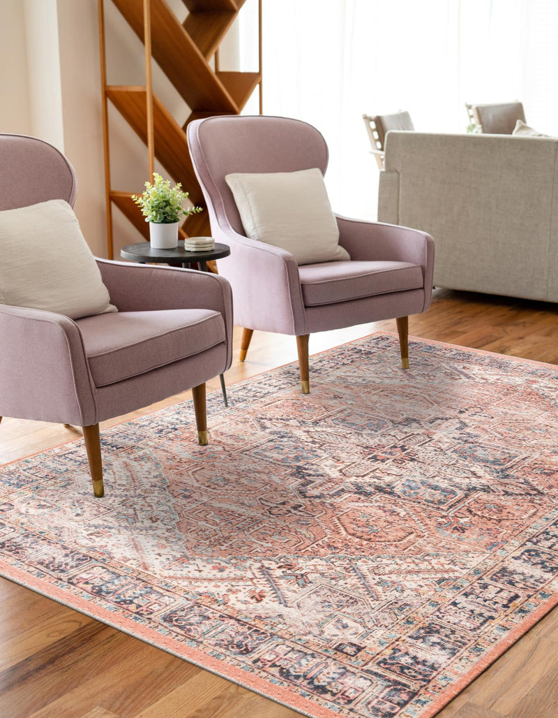 Bazaar Chic Collection Area Rug - Chefchaouen Rectangle Salmon Pink lifestyle 5