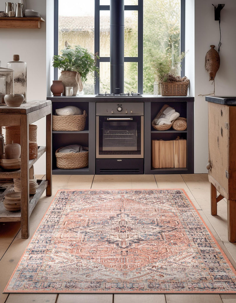Bazaar Chic Collection Area Rug - Chefchaouen Rectangle Salmon Pink lifestyle 9