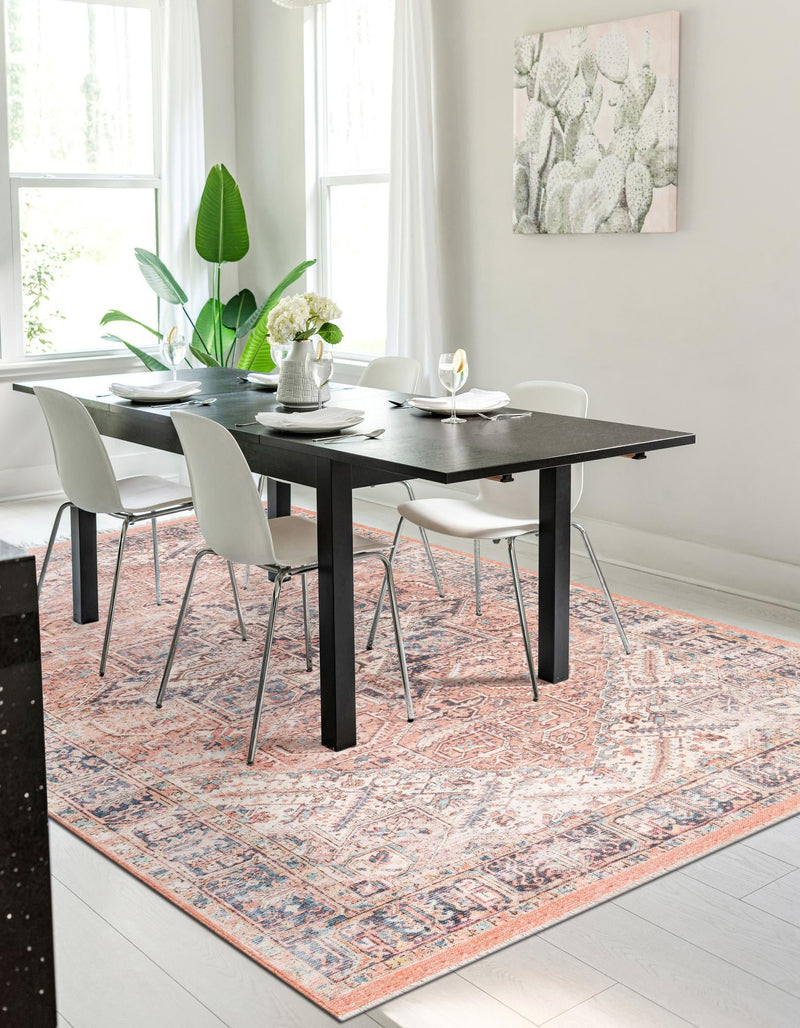 Bazaar Chic Collection Area Rug - Chefchaouen Rectangle Salmon Pink lifestyle 11