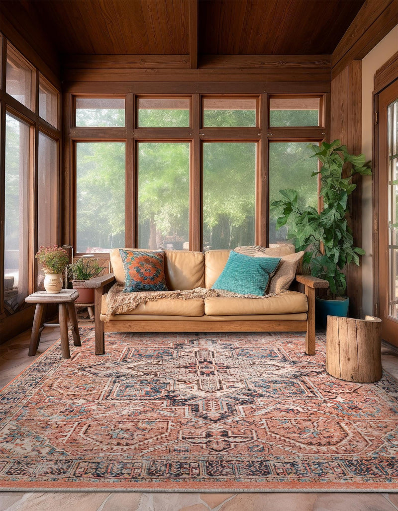 Bazaar Chic Collection Area Rug - Chefchaouen Square Salmon Pink lifestyle 13