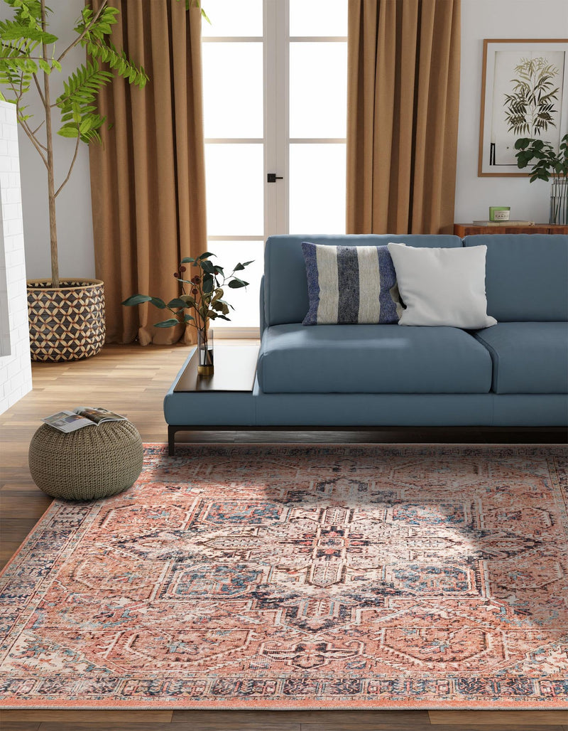 Bazaar Chic Collection Area Rug - Chefchaouen Square Salmon Pink lifestyle 17