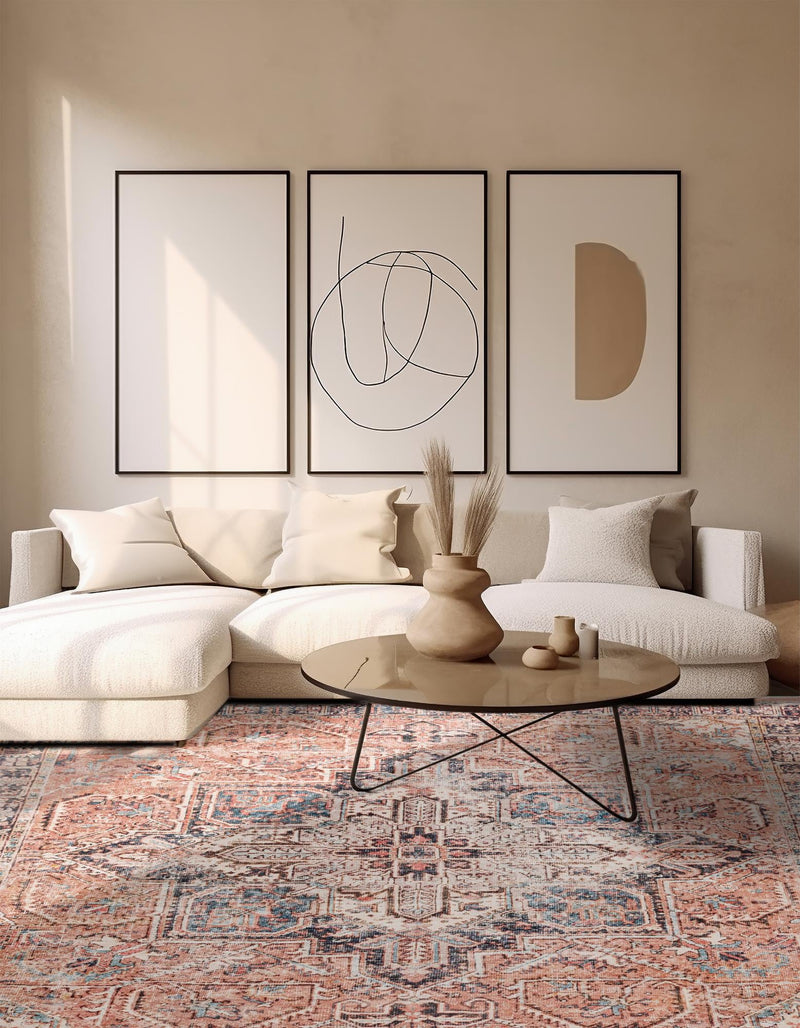 Bazaar Chic Collection Area Rug - Chefchaouen Square Salmon Pink lifestyle 20
