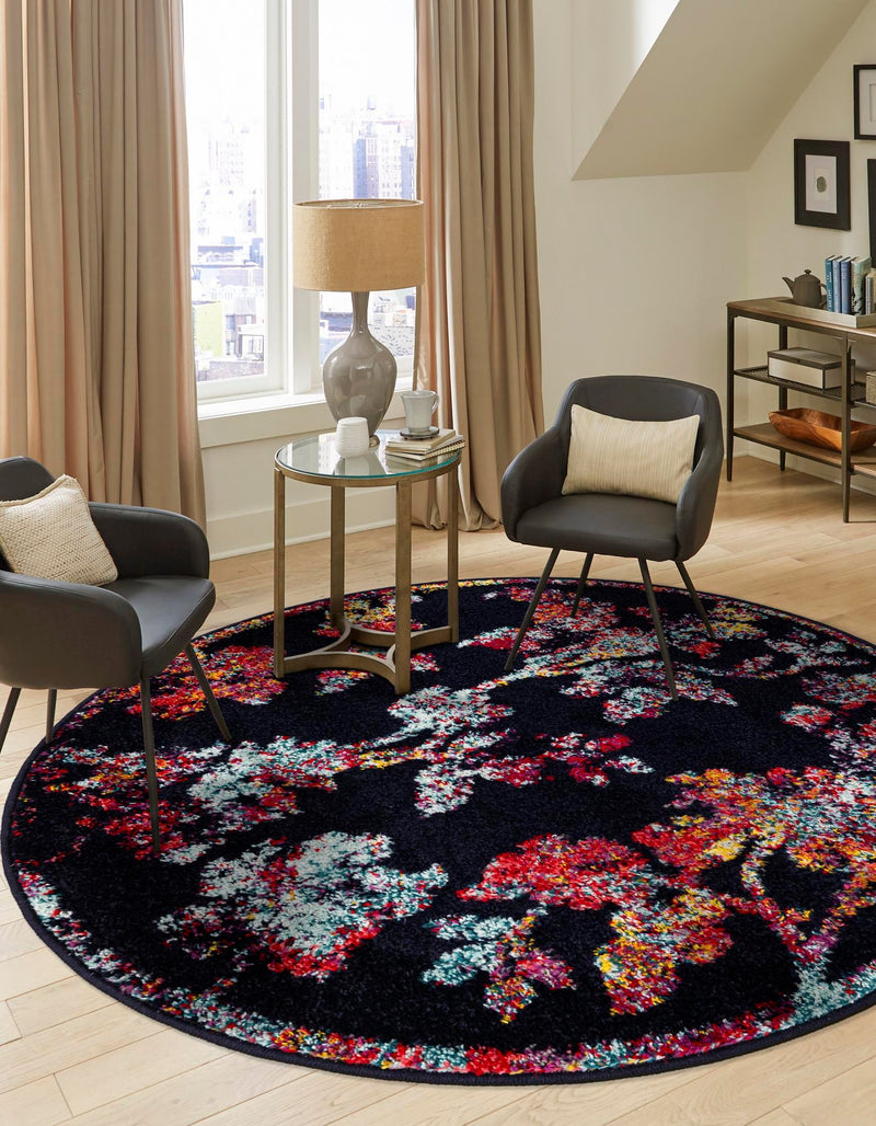 Brighton Terrace Collection Area Rug - Roedean Round Navy Blue lifestyle 15