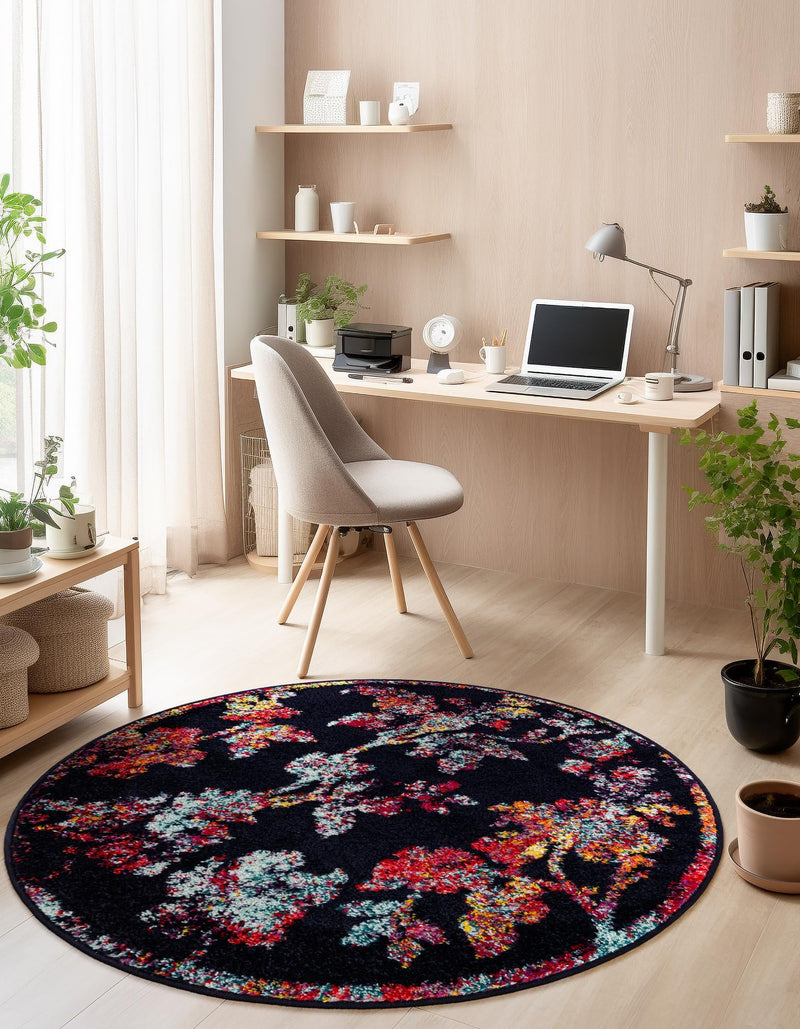 Brighton Terrace Collection Area Rug - Roedean Round Navy Blue lifestyle 24