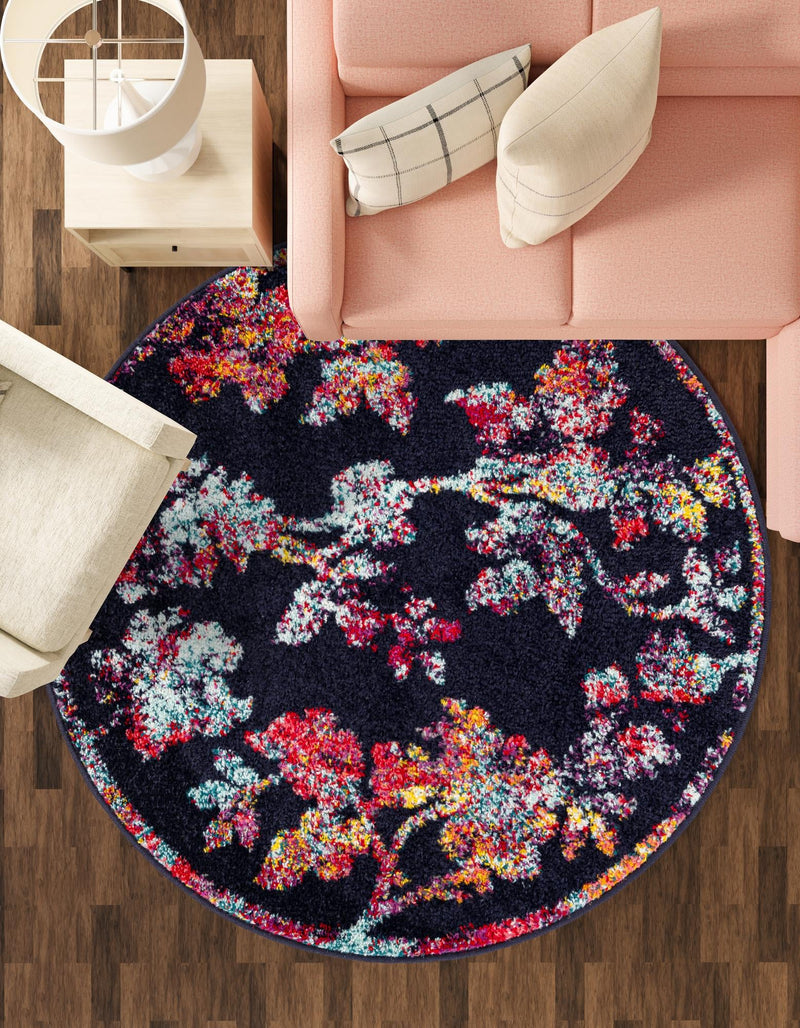 Brighton Terrace Collection Area Rug - Roedean Round Navy Blue lifestyle 42