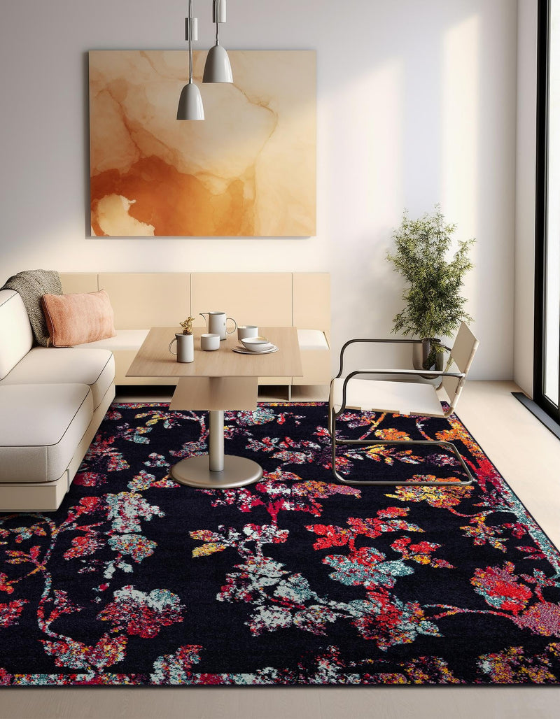 Brighton Terrace Collection Area Rug - Roedean Square Navy Blue lifestyle 35