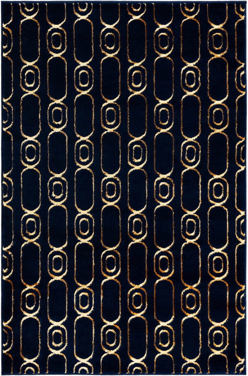 Metropolitan Matrix Collection Area Rug - Cosmopolis Rectangle Navy Blue and Gold lifestyle 3