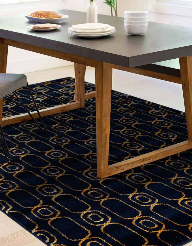 Metropolitan Matrix Collection Area Rug - Cosmopolis Rectangle Navy Blue and Gold lifestyle 15