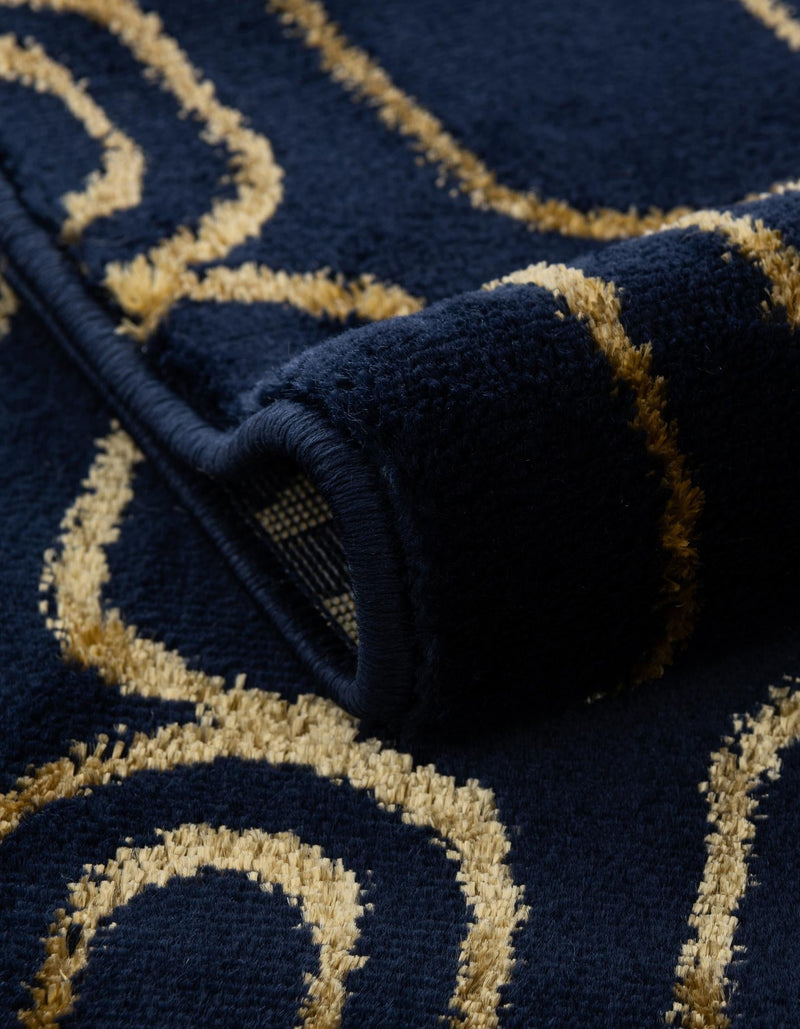 Metropolitan Matrix Collection Area Rug - Cosmopolis Rectangle Navy Blue and Gold lifestyle 41