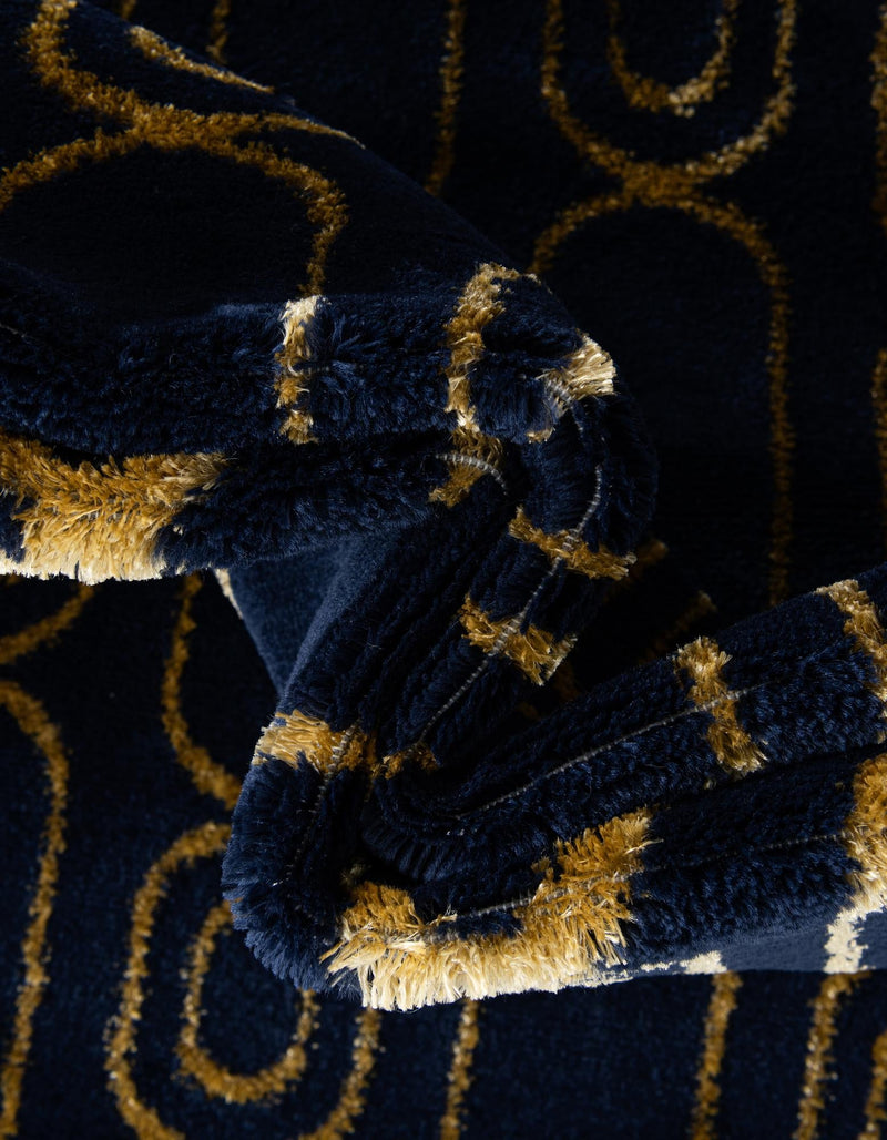 Metropolitan Matrix Collection Area Rug - Cosmopolis Rectangle Navy Blue and Gold lifestyle 49