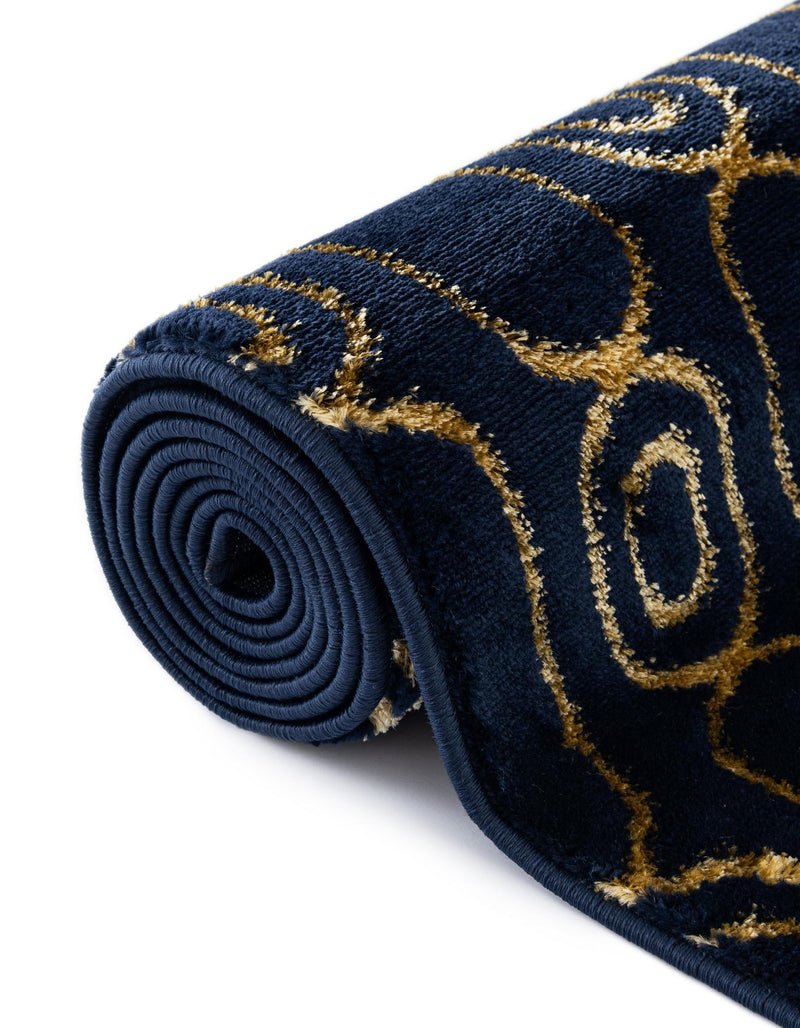 Metropolitan Matrix Collection Area Rug - Cosmopolis Rectangle Navy Blue and Gold lifestyle 65