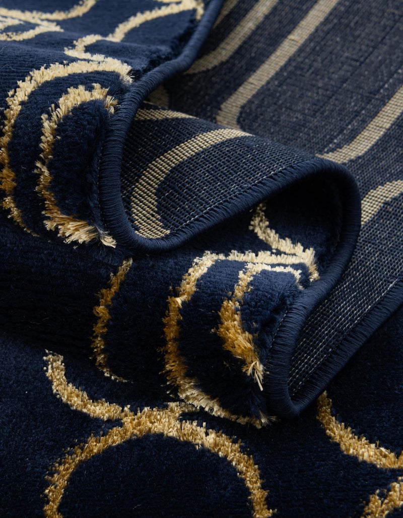 Metropolitan Matrix Collection Area Rug - Cosmopolis Rectangle Navy Blue and Gold lifestyle 69
