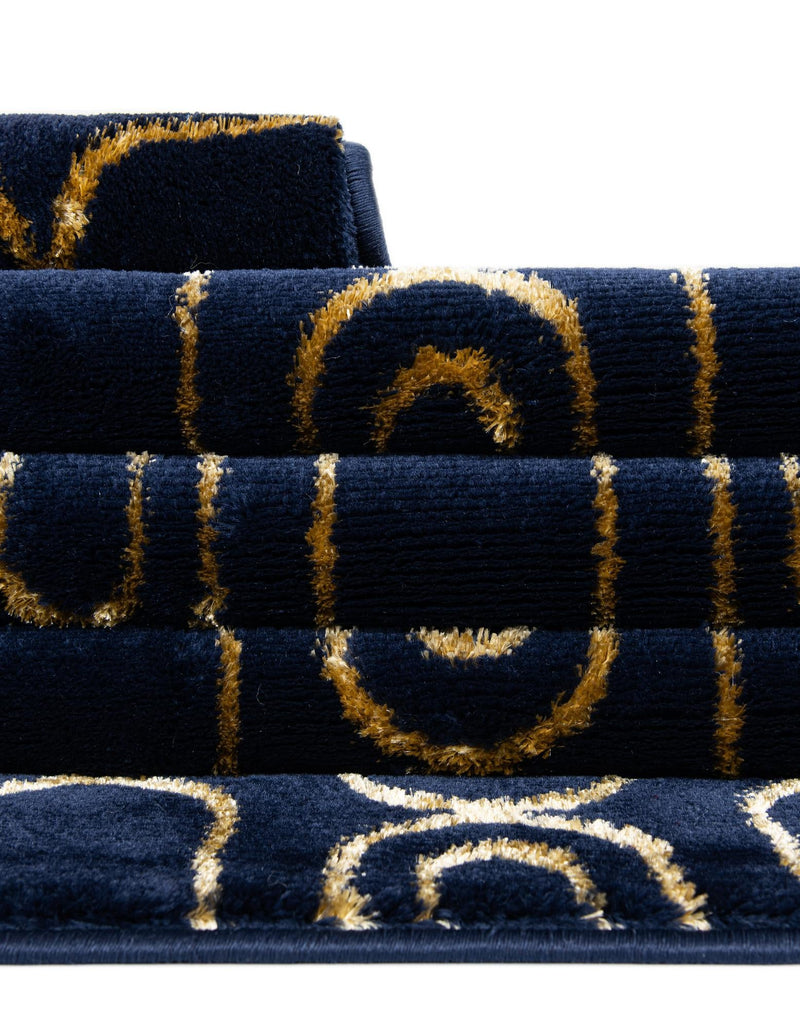 Metropolitan Matrix Collection Area Rug - Cosmopolis Rectangle Navy Blue and Gold lifestyle 73