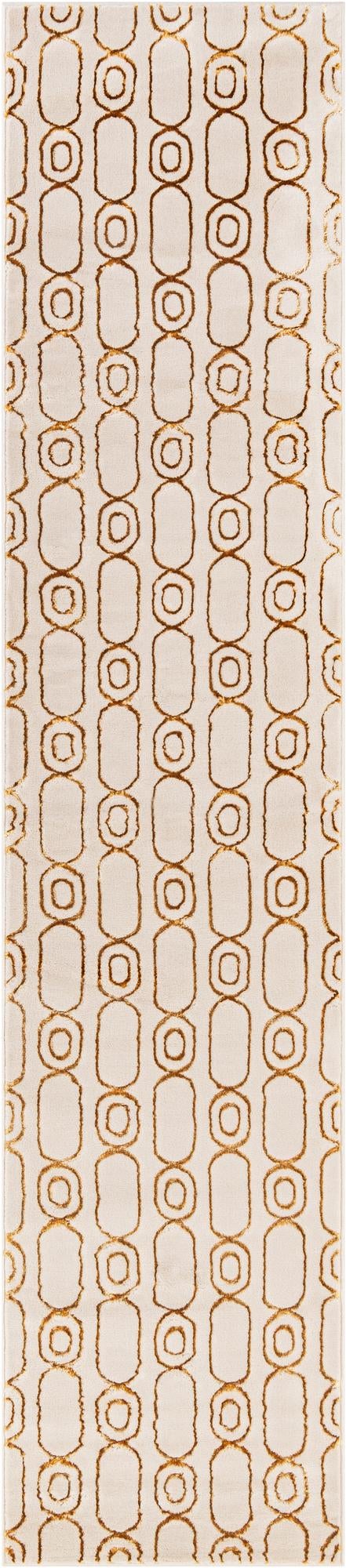 Metropolitan Matrix Collection Area Rug - Cosmopolis Runner White and Gold lifestyle 77