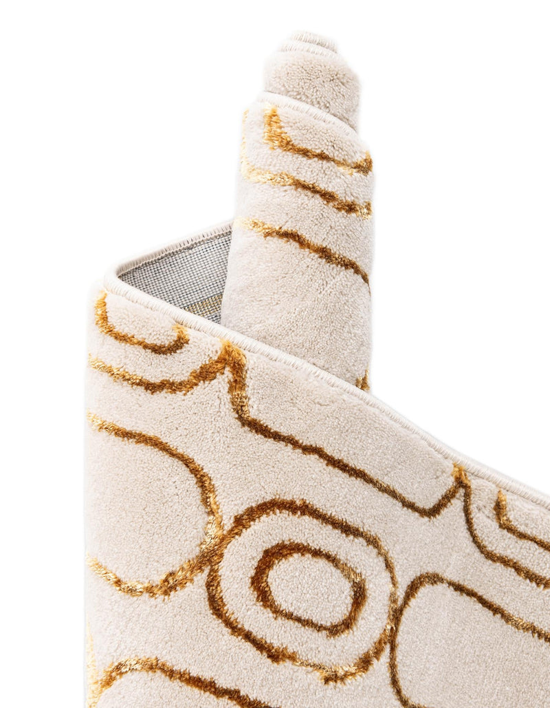 Metropolitan Matrix Collection Area Rug - Cosmopolis Rectangle White and Gold lifestyle 59