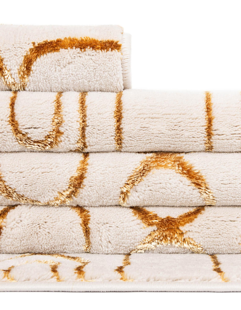 Metropolitan Matrix Collection Area Rug - Cosmopolis Rectangle White and Gold lifestyle 71