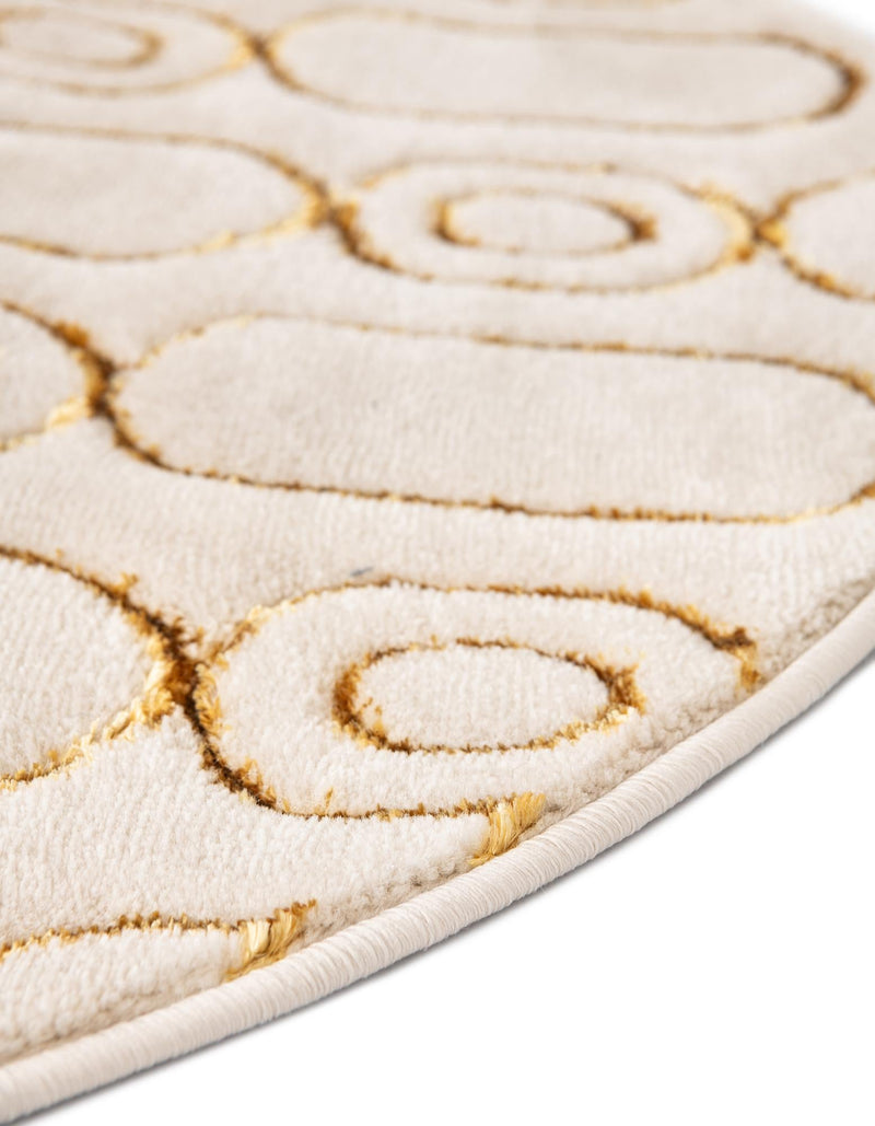 Metropolitan Matrix Collection Area Rug - Cosmopolis Round White and Gold lifestyle 172
