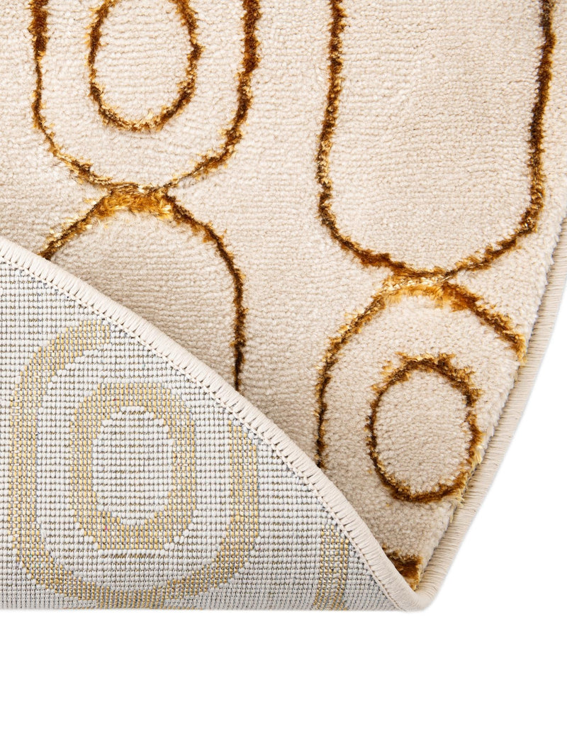 Metropolitan Matrix Collection Area Rug - Cosmopolis Round White and Gold lifestyle 188