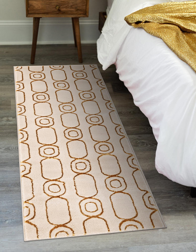 Metropolitan Matrix Collection Area Rug - Cosmopolis Runner White and Gold lifestyle 98