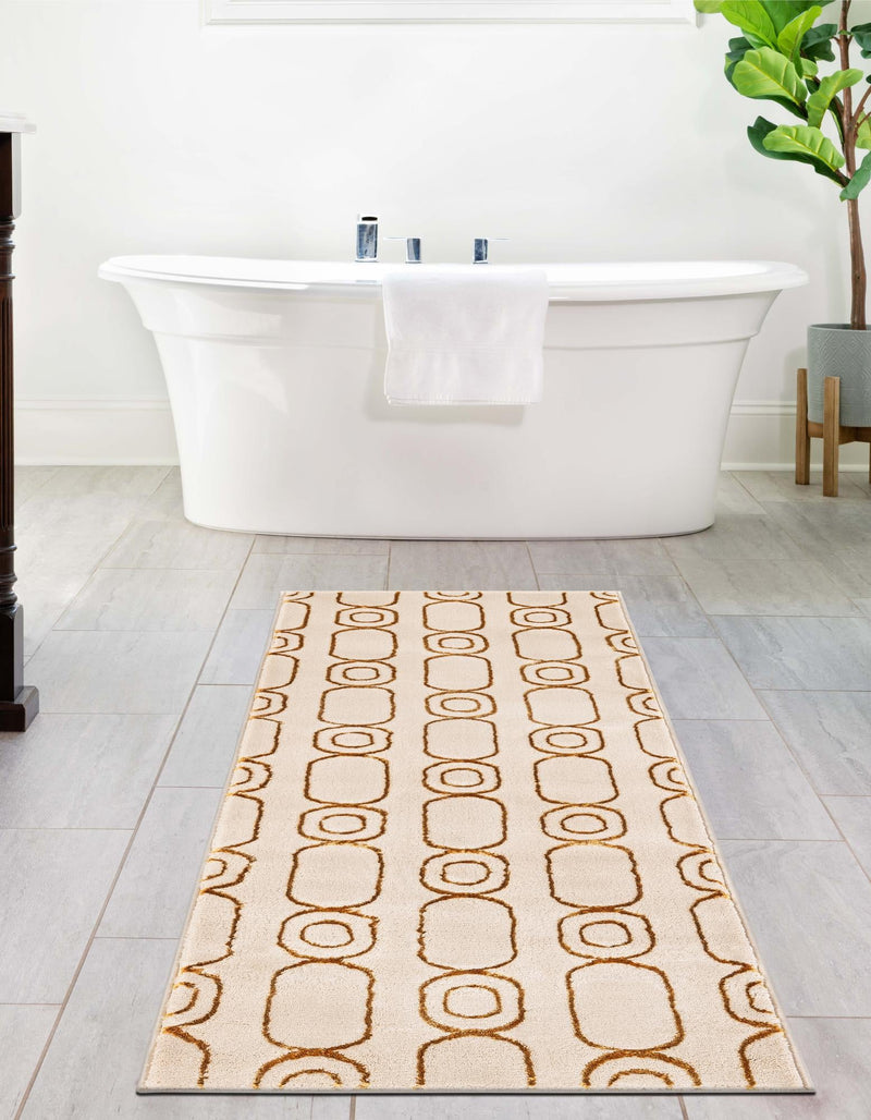 Metropolitan Matrix Collection Area Rug - Cosmopolis Runner White and Gold lifestyle 170