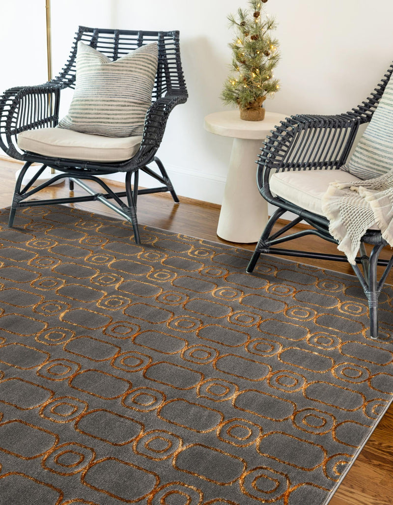Metropolitan Matrix Collection Area Rug - Cosmopolis (Black and Silver) Rectangle Gray and Gold lifestyle 14
