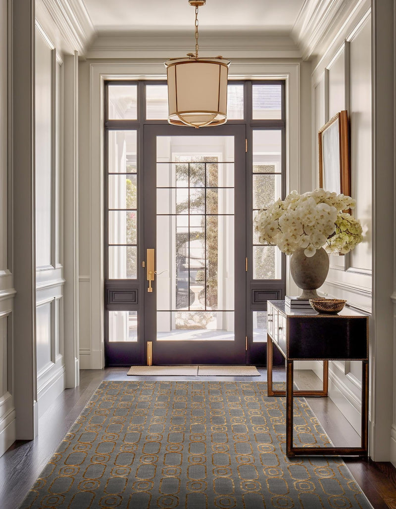 Metropolitan Matrix Collection Area Rug - Cosmopolis (Black and Silver) Rectangle Gray and Gold lifestyle 19
