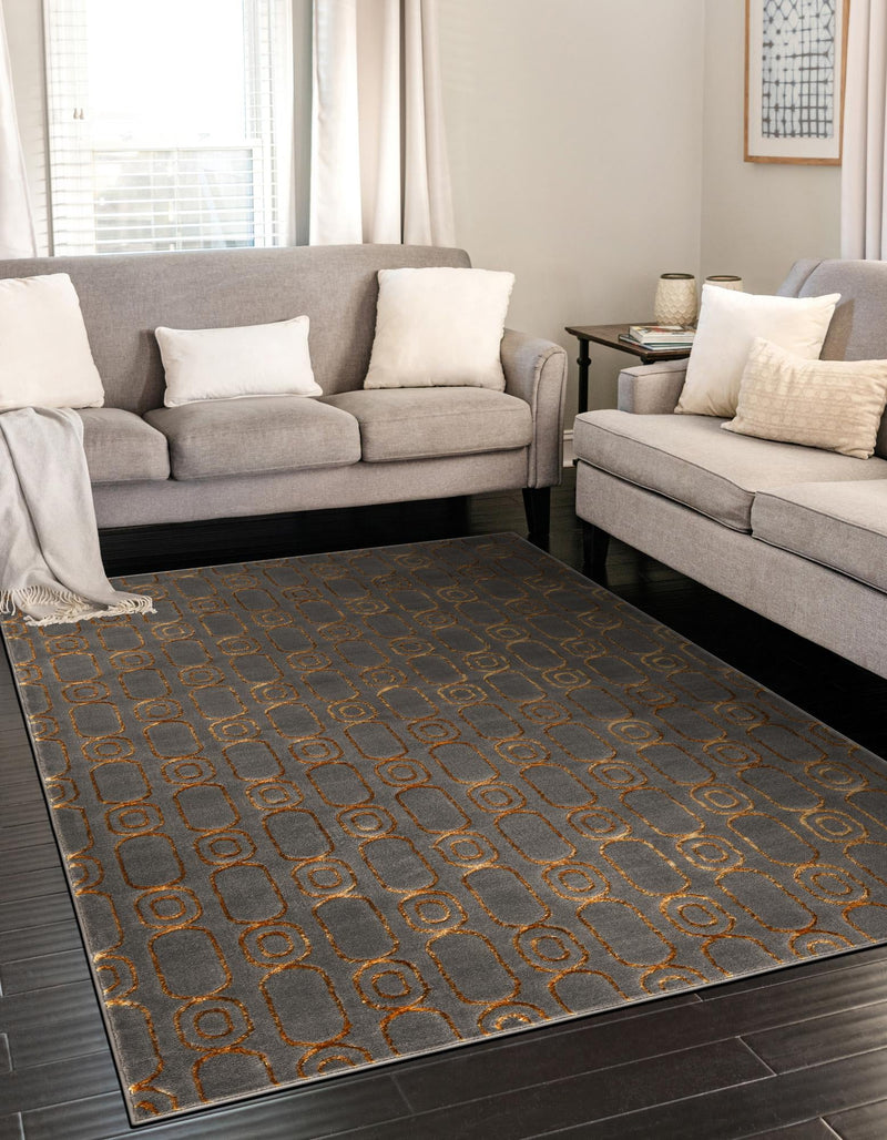 Metropolitan Matrix Collection Area Rug - Cosmopolis (Black and Silver) Rectangle Gray and Gold lifestyle 34