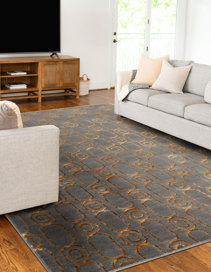 Metropolitan Matrix Collection Area Rug - Cosmopolis (Black and Silver) Rectangle Gray and Gold lifestyle 39