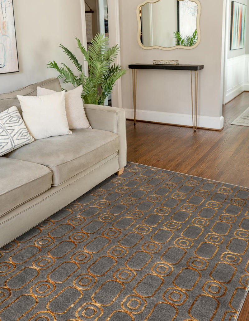 Metropolitan Matrix Collection Area Rug - Cosmopolis (Black and Silver) Rectangle Gray and Gold lifestyle 44