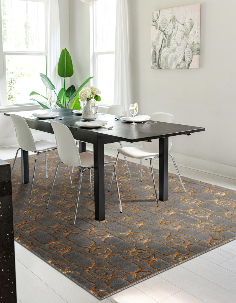 Metropolitan Matrix Collection Area Rug - Cosmopolis (Black and Silver) Rectangle Gray and Gold lifestyle 49