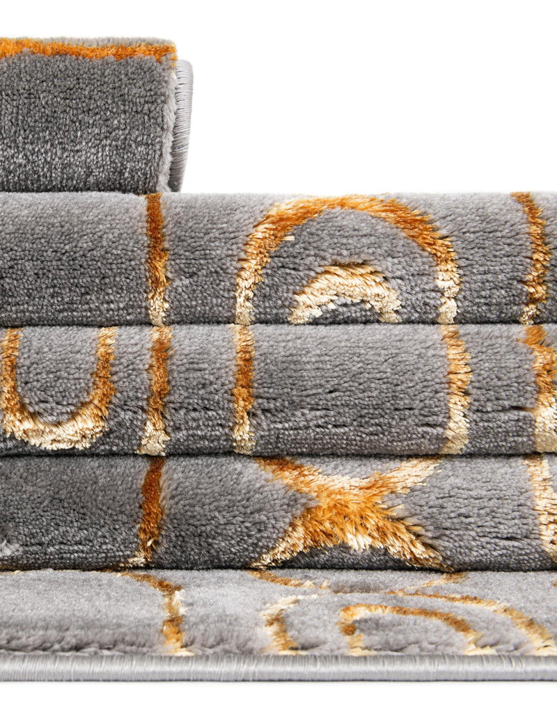 Metropolitan Matrix Collection Area Rug - Cosmopolis (Black and Silver) Rectangle Gray and Gold lifestyle 104