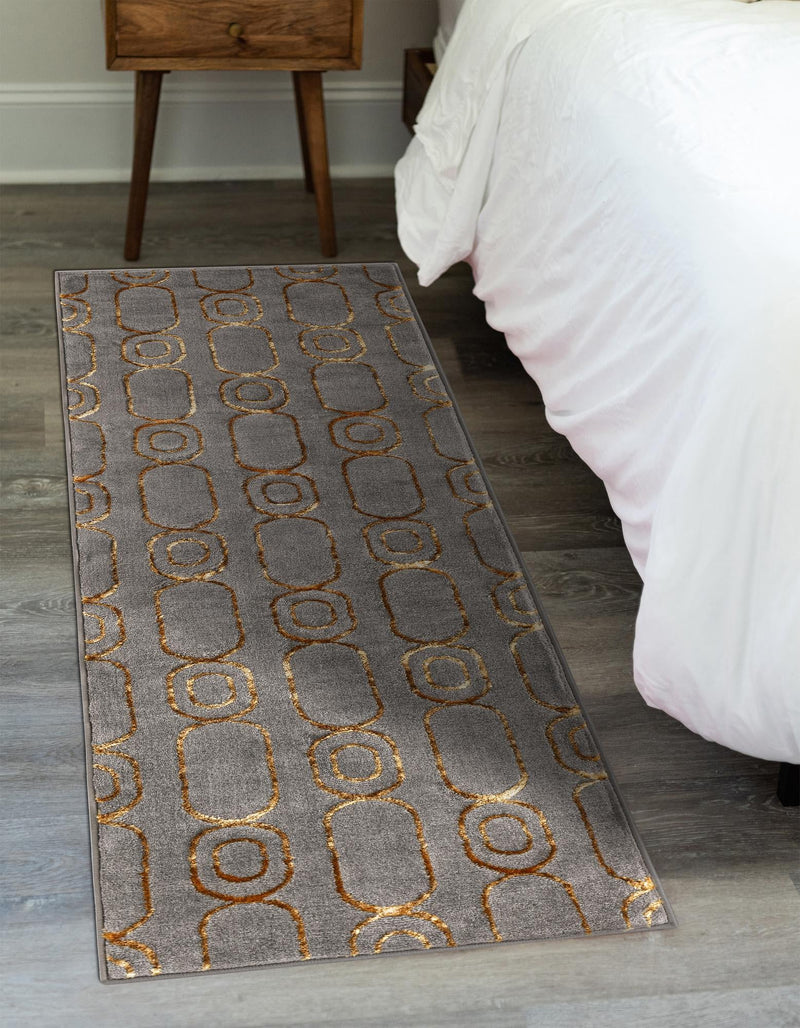Metropolitan Matrix Collection Area Rug - Cosmopolis (Black and Silver) Runner Gray and Gold lifestyle 121