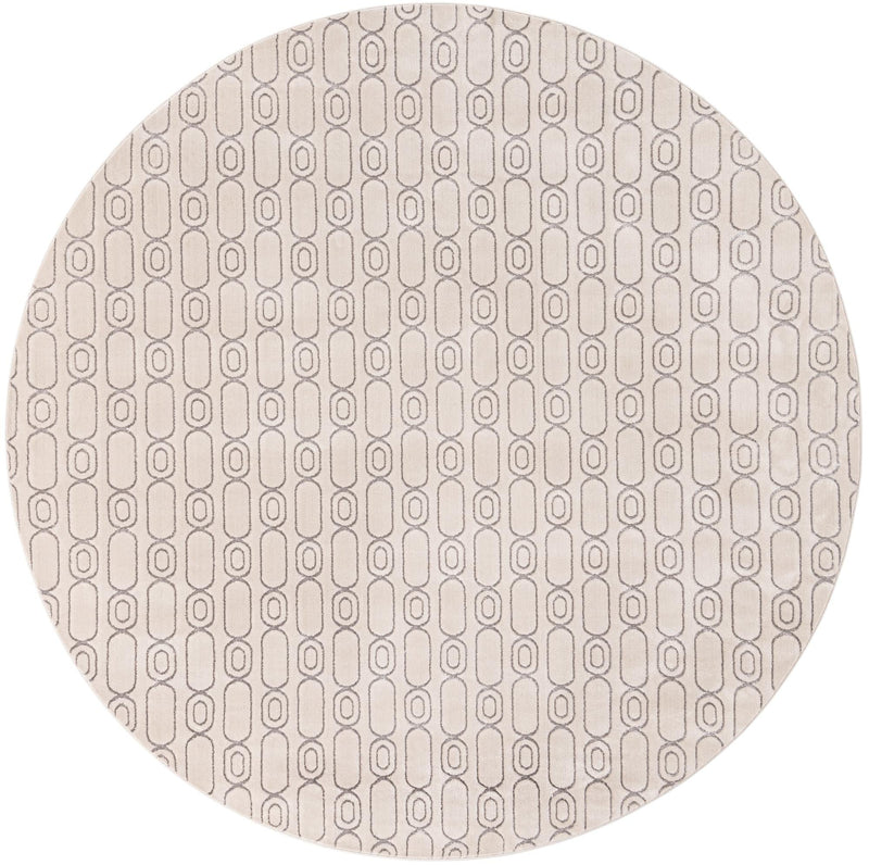 Metropolitan Matrix Collection Area Rug - Cosmopolis Round White and Silver lifestyle 74