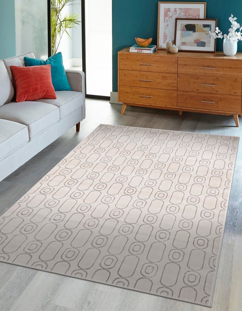 Metropolitan Matrix Collection Area Rug - Cosmopolis Rectangle White and Silver lifestyle 4