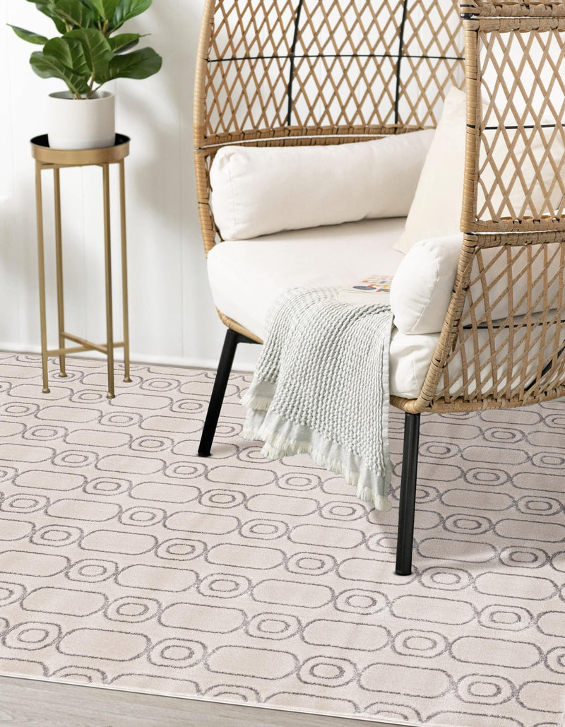 Metropolitan Matrix Collection Area Rug - Cosmopolis Rectangle White and Silver lifestyle 10