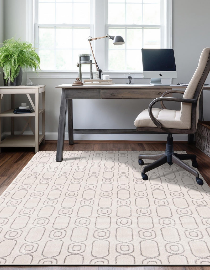 Metropolitan Matrix Collection Area Rug - Cosmopolis Rectangle White and Silver lifestyle 13