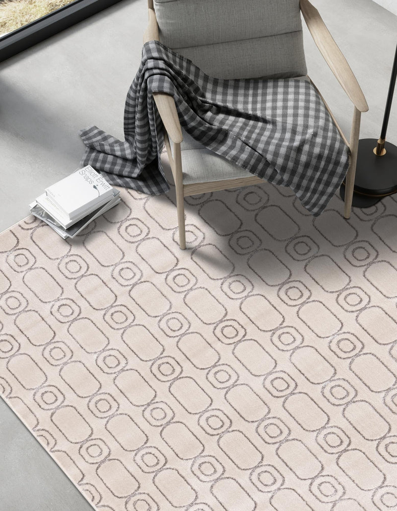 Metropolitan Matrix Collection Area Rug - Cosmopolis Rectangle White and Silver lifestyle 19
