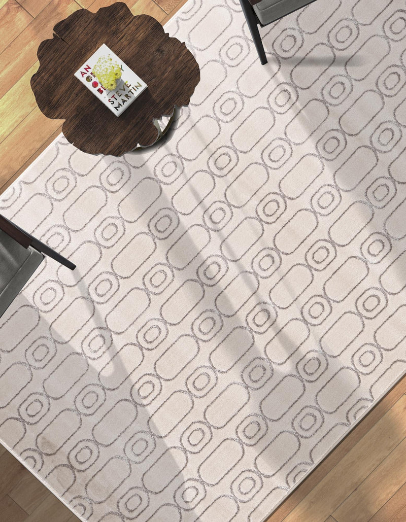 Metropolitan Matrix Collection Area Rug - Cosmopolis Rectangle White and Silver lifestyle 31