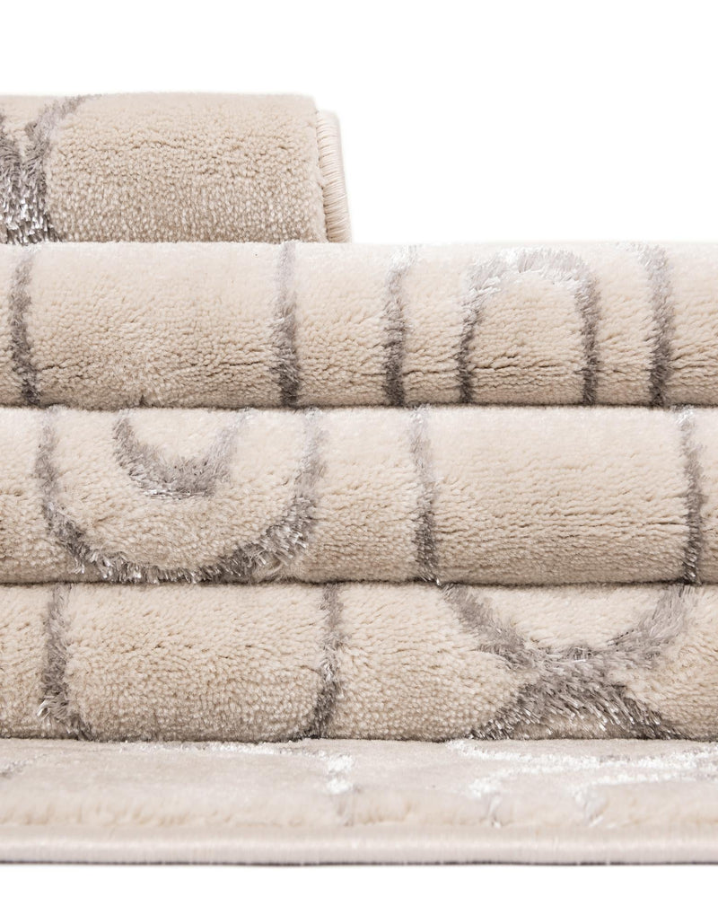 Metropolitan Matrix Collection Area Rug - Cosmopolis Rectangle White and Silver lifestyle 70