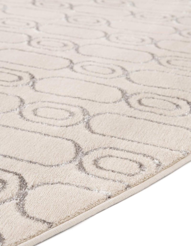 Metropolitan Matrix Collection Area Rug - Cosmopolis Round White and Silver lifestyle 167