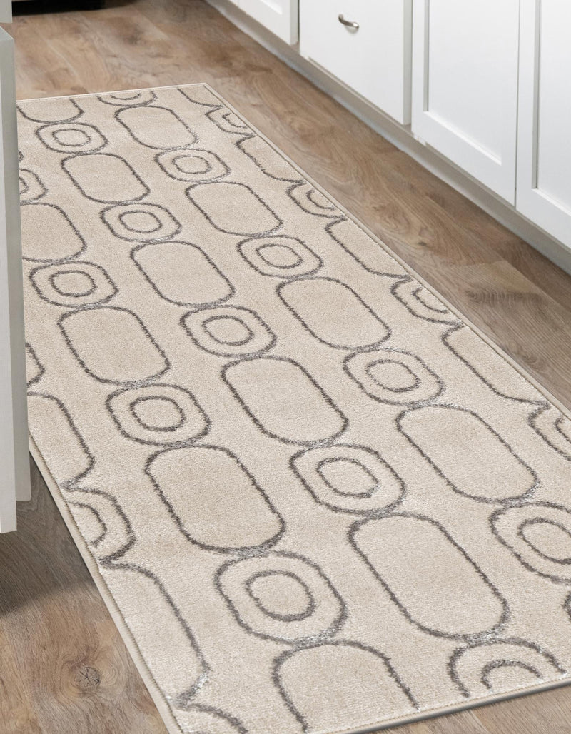 Metropolitan Matrix Collection Area Rug - Cosmopolis Runner White and Silver lifestyle 103