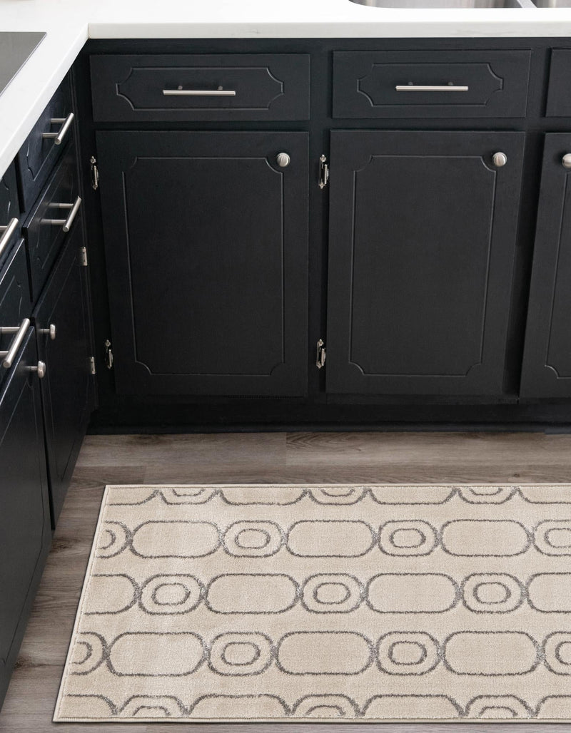 Metropolitan Matrix Collection Area Rug - Cosmopolis Runner White and Silver lifestyle 110