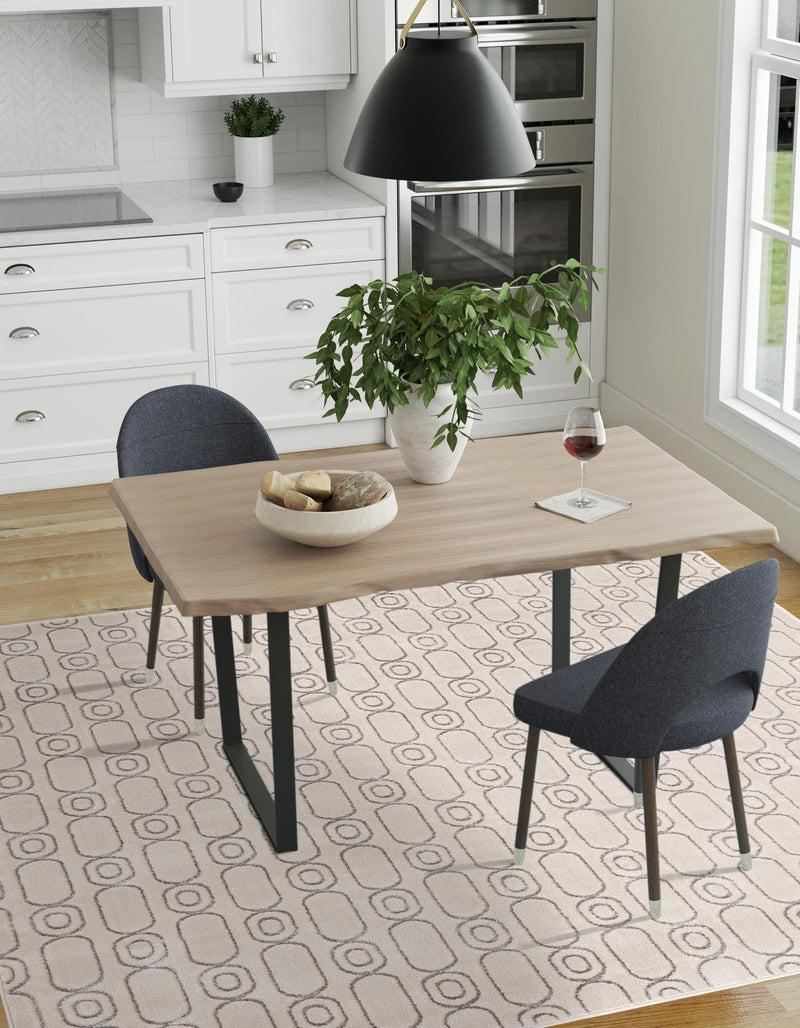 Metropolitan Matrix Collection Area Rug - Cosmopolis Square White and Silver lifestyle 111