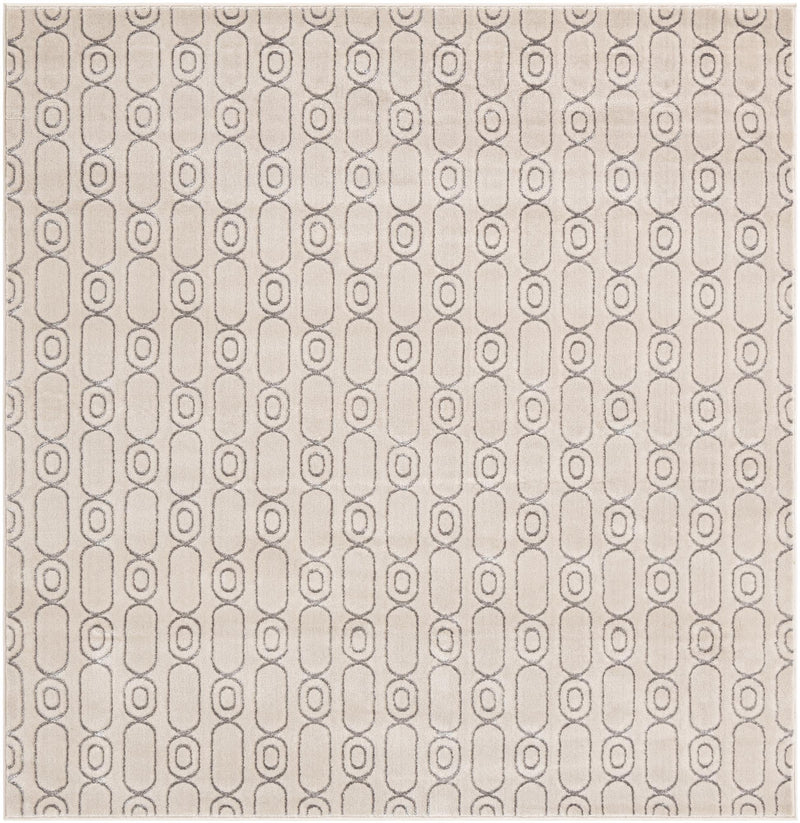 Metropolitan Matrix Collection Area Rug - Cosmopolis Square White and Silver lifestyle 76