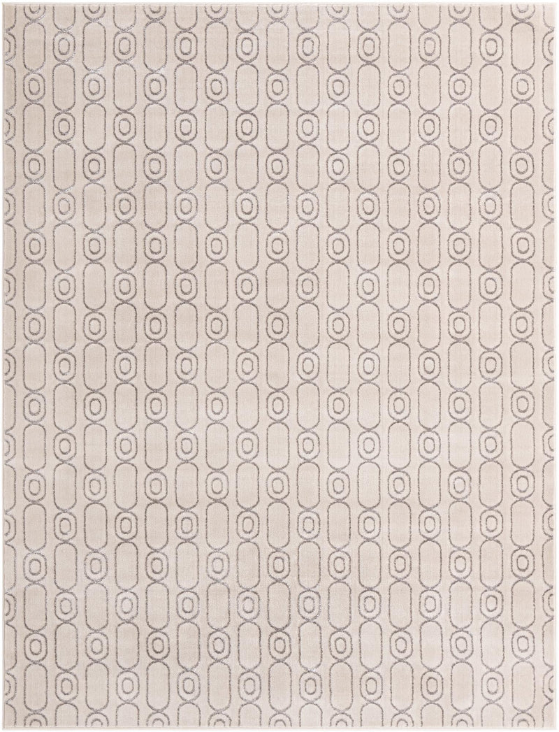 Metropolitan Matrix Collection Area Rug - Cosmopolis Rectangle White and Silver Main