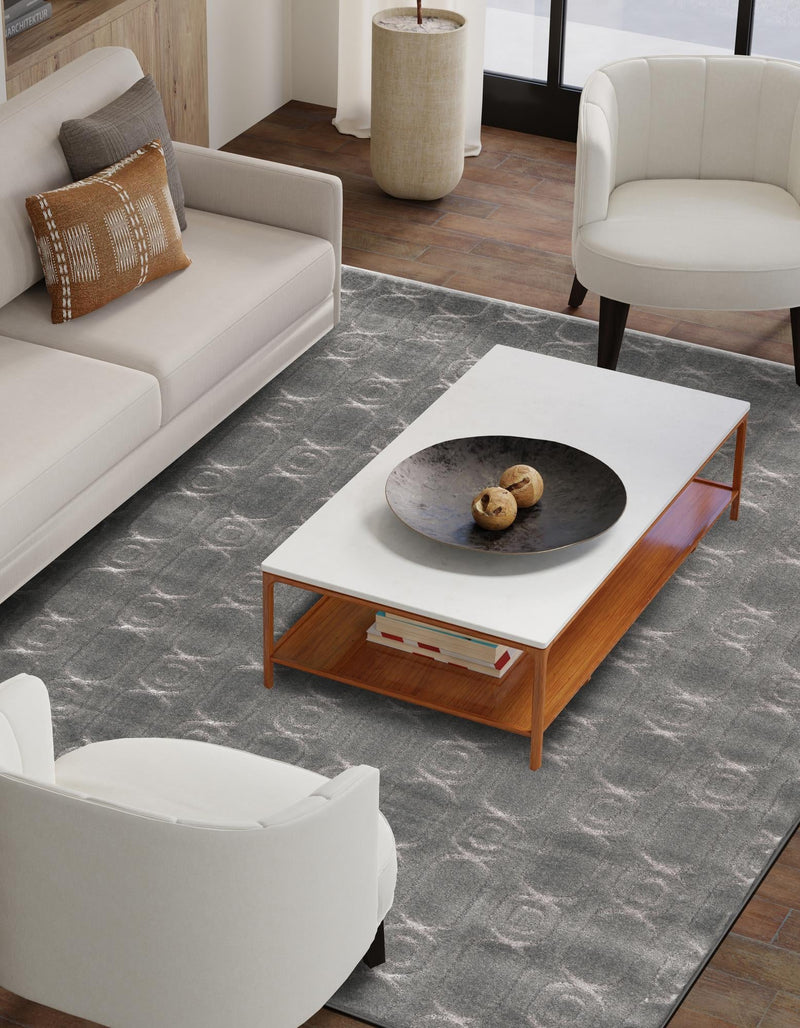 Metropolitan Matrix Collection Area Rug - Cosmopolis Rectangle Gray and Silver lifestyle 14