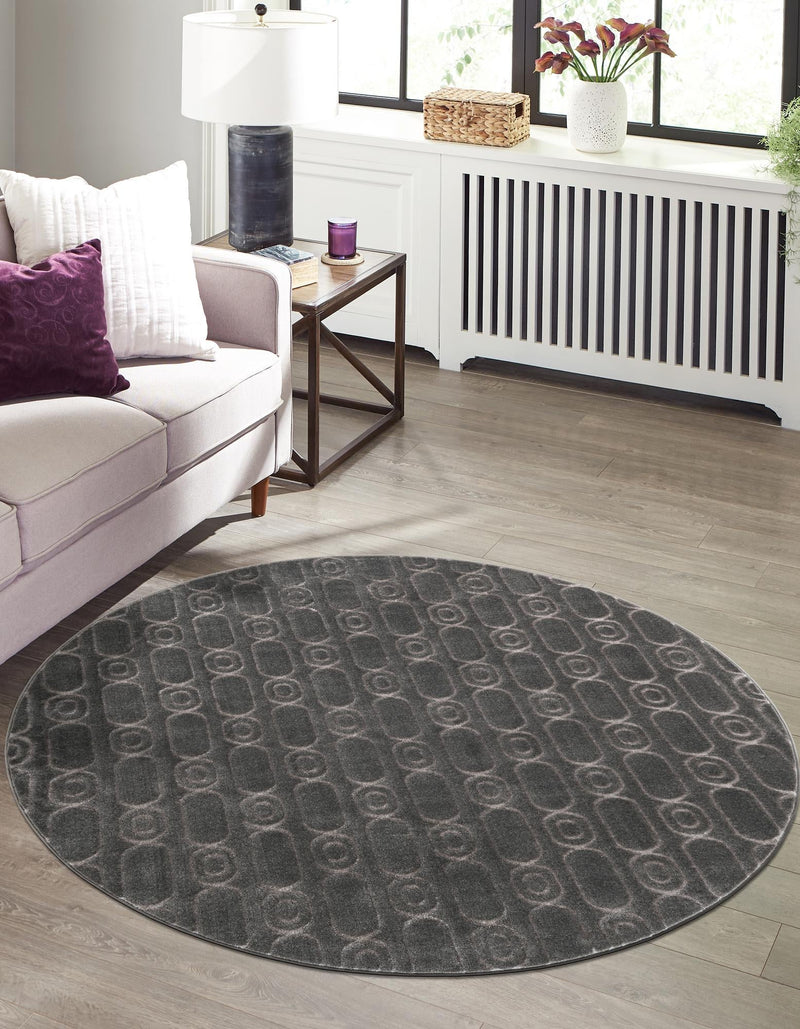 Metropolitan Matrix Collection Area Rug - Cosmopolis Round Gray and Silver lifestyle 107