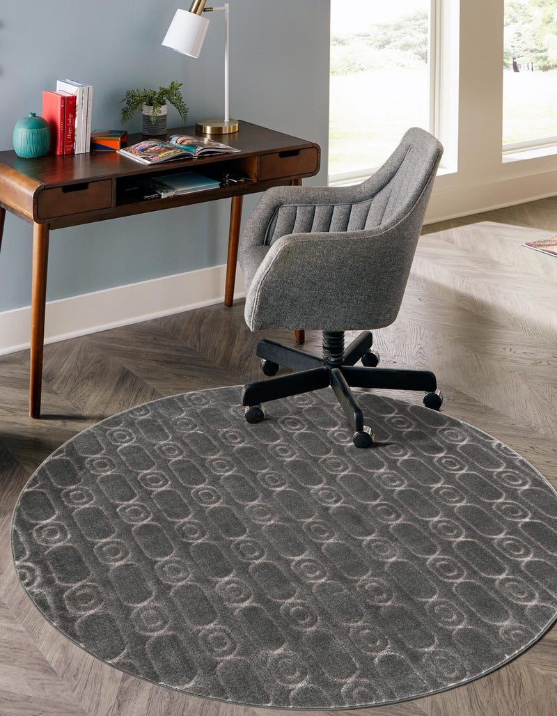 Metropolitan Matrix Collection Area Rug - Cosmopolis Round Gray and Silver lifestyle 114